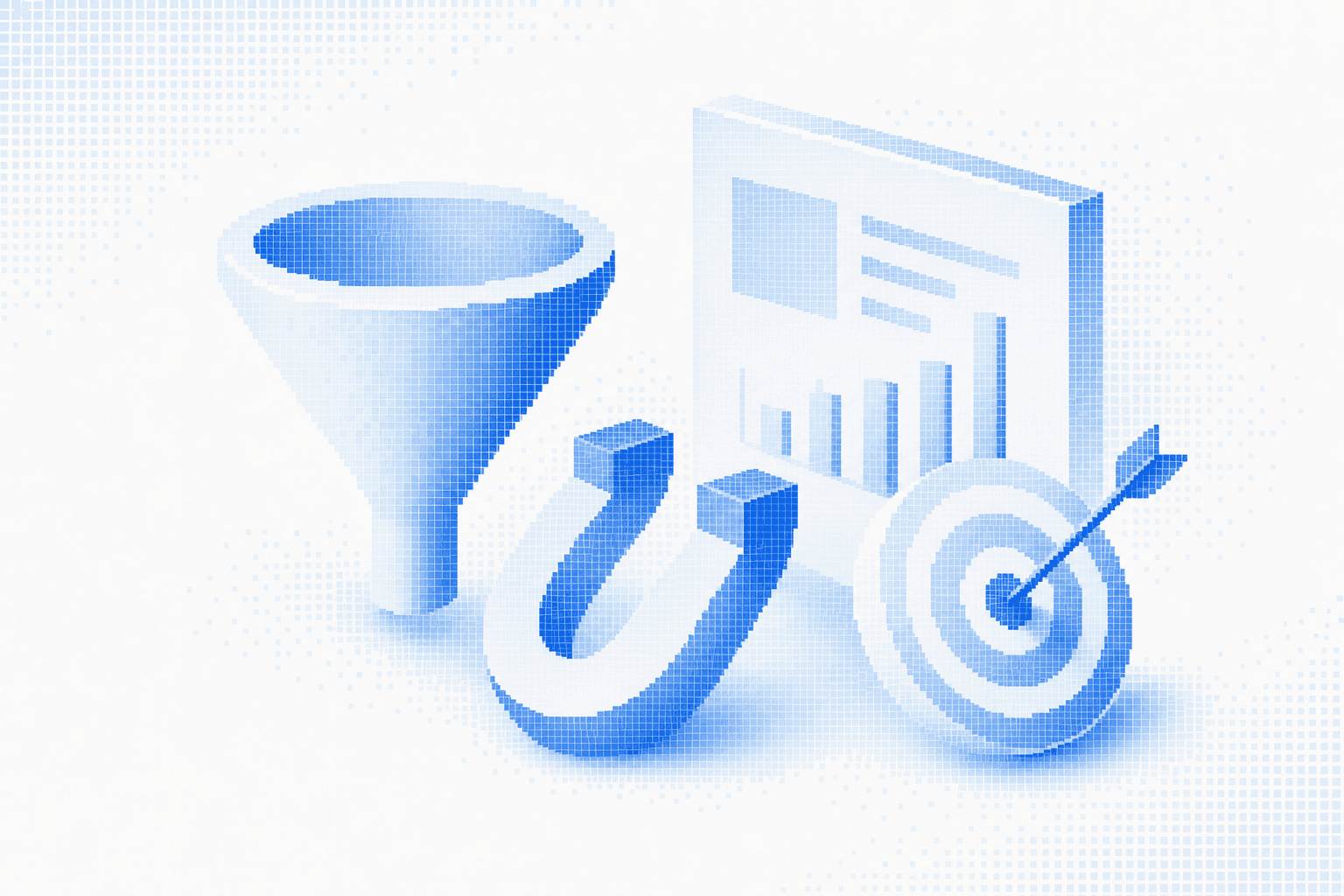 Website funnel turning visitor traffic into qualified sales pipeline cards