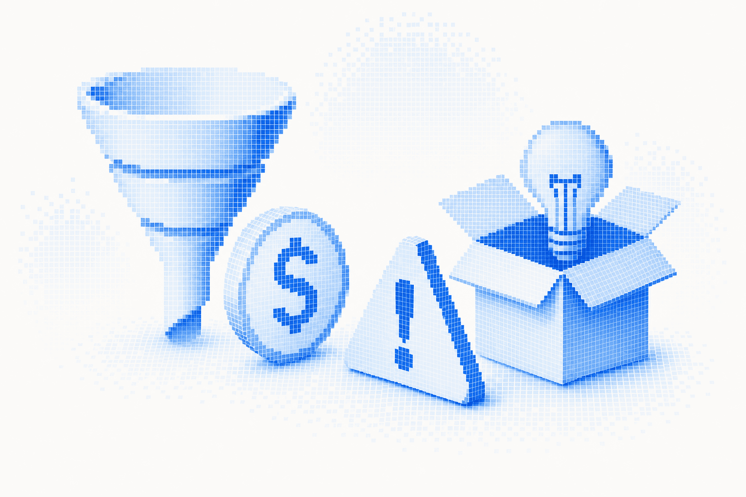 Contact cards being sorted into a sales pipeline funnel